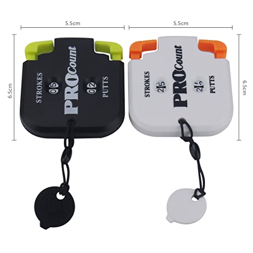 SEACLOUD 2PCS Mini Golf Tally Counter Clicker Turning Technology up to 99 Score Stroke Counter Strike up for Golf Game - style: B1+W1
