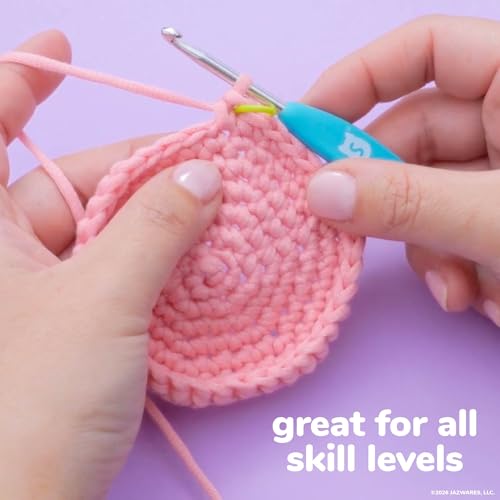 Original Squishmallows™ Crochet Kit – Archie Bag Charm, Axolotl Crochet Kit for Beginners with Yarn, Starter Hooks, Step-by-Step Tutorials, DIY Craft, Great Teen Gifts - color: Squishmallows Archie