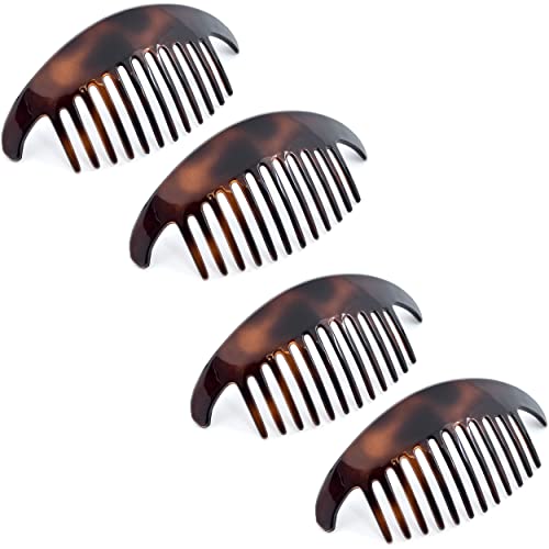 Camila Paris CP2430 4 Piece French Hair Side Combs, Tortoise Shell, Interlocking Combs French Twist Hair Combs, Strong Hold Hair Clips for Women Bun Chignon Up-Do Girls Hair Accessories Made in France - color: Tortoise Shell 4 Piece