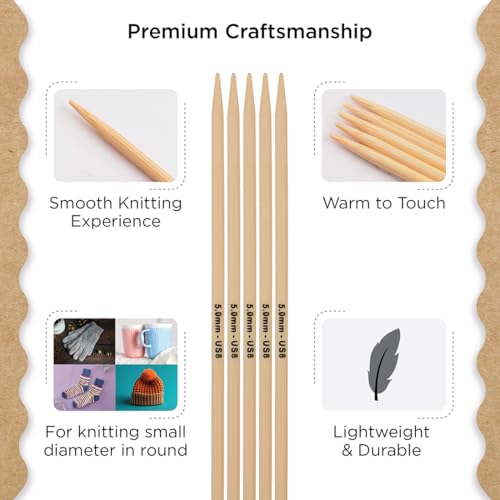 Knitter’s Pride Bamboo Luxe Double-Point Needle 8""(20cm) - US 8(5mm) - size: 5.00mm