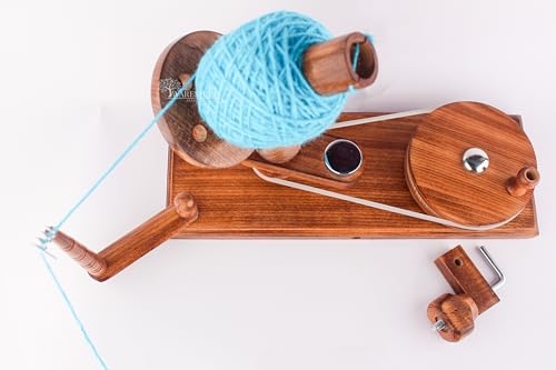 WARESHIRE Yarn Swift and Ball Winder Combo Wooden Handmade Hand Operated | Natural Yarn Ball Winder Large Center Pull Cake with Tabletop Umbrella Yarn Swift Wool String Yarn Skein Holder (Antique BW) - color: Antique BW