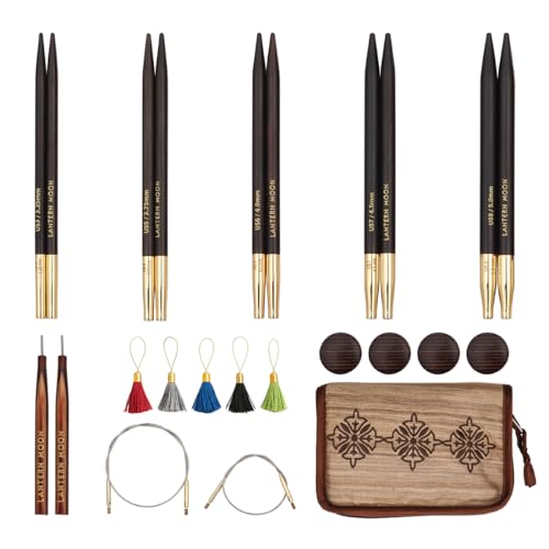 Lantern Moon Heritage Interchangeable Circular Knitting Needle Set 4" (10cm) | 5 US Sizes (3 to 8) - size: Heritage