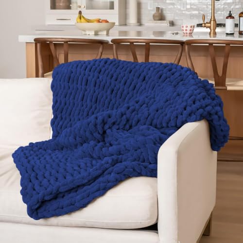 10 Pack Navy Blue Fuzzy Chunky Yarn for Hand Knitting, Bulky Thick Fluffy Chenille Yarn for Crocheting, 240yds/70.5oz Jumbo Crochet Yarns, Soft Chunky Knit Blanket Yarns for Crochet - color: 10 Navy Blue