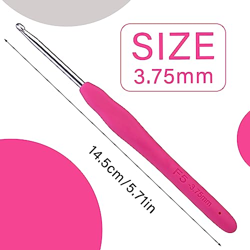 QMNNMA 3.75 mm Crochet Hook, Ergonomic Crochet Hooks for Arthritic Hands | Crochet Needles for Yarn, Extra Long Knitting Needles for Beginners and Crocheting Yarn, Good for Making Blankets - size: 3.75 mm