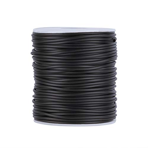 Beadthoven 2mm Hollow Pipe Rubber Tube Cords, 54.68Yards Barber Cord for Knitting Stitch Holder, Tubing Rubber Cord with Spool for Bracelet Jewelry Making DIY Crafts 1mm Hole - Black - color: Black, size: 2mm