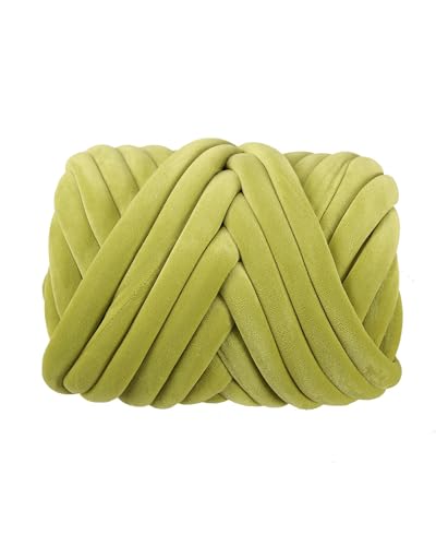 Velvet Chunky Yarn Bulky Giant Arm Knitting Yar n, Super Soft Tubular Weight Jumbo Ya rn,DIY Crochet Hand Knitting Thick Yar n for Blanket,Pet Bed, Rugs Pillow,Handbag(1.1lb-Green) - color: Green, size: 1.1 lb