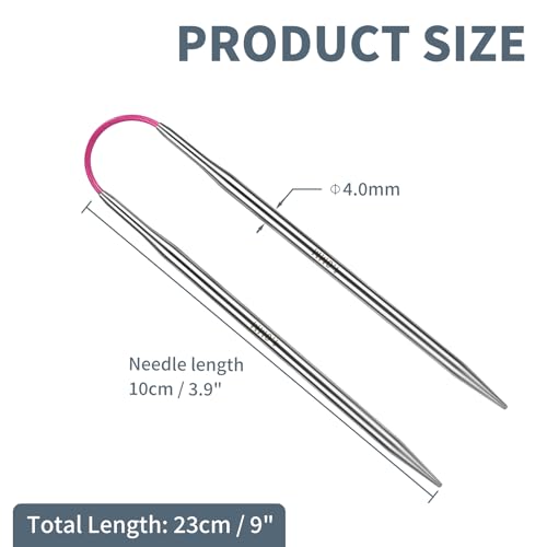 US6/4.0mm9-inchFlexibleCircular DoublePointed Knitting Needles,3-PieceSet | Perfect for knitting socks, stuffed animals, fingerless gloves, coasters, and other small, delicate knitting projects - size: 4.0MM