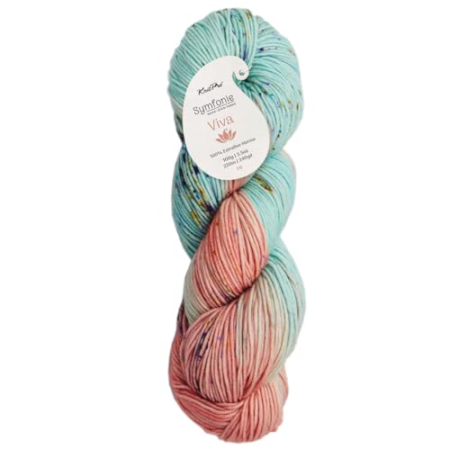 KnitPro Symfonie DK Weight Merino Wool Yarn 240yds, 100g, Bonnie Blooms | 100% Extrafine Merino, Hand Dyed, OEKO-TEX Certified, Superwash, Colorfast, #3 Yarn Skein for Knitting & Crochet - color: Bonnie Blooms