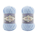 Alize Velluto 100% MicroPolyester Baby Blanket Velvet Yarn Lot of 2 skn 150 Yards 2x100gram, Yarn Weight:Super Bulky (218 - Light Blue) - color: 218 - Light Blue