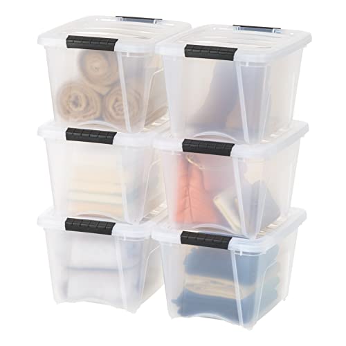 IRIS USA 6-Pack 19 Quart Storage Bins with Lids, Clear | Clear design makes contents easy to find, Great for linens, décor, closet storage, and supplies, Nestable design saves space - color: Clear, size: 19 Qt, style: 6 Pack
