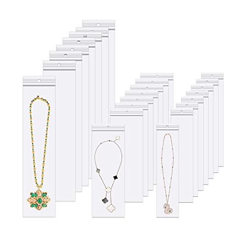 300pcs Long Jewelry Bags 2 x 8/3 x 8/3 x 12 Inch Necklace Bags with Hang Hole Poly Zip Seal Storage Bags 2 Mil for Incense Necklaces Jewelry Packaging Shipping - size: 2x8"/3x8"/3x12" each 100ct