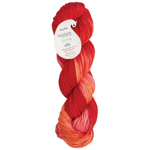 KnitPro Symfonie Fingering Weight Merino Wool Yarn 100g, Berry Bowl | 75% Extrafine Merino & 25% Polyamide, 438yds, OEKO-TEX Certified, Superwash, Colorfast, #1 Yarn Skein for Knitting & Crochet - color: Berry Bowl