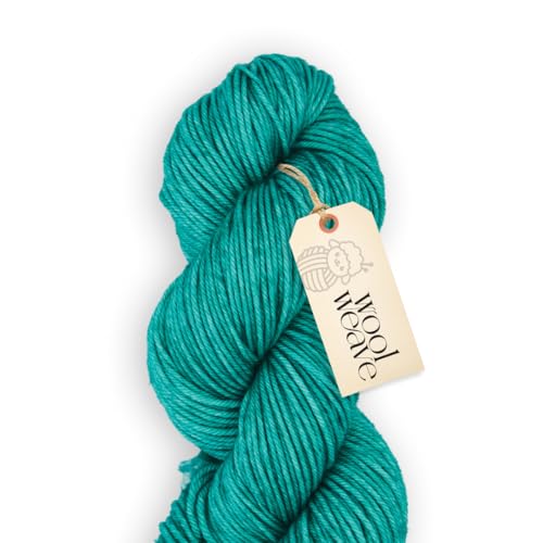Woolweave Worsted Weight Yarn - 100% Extrafine Merino Wool Yarn for Knitting & Crocheting - Hand Dyed, Ultra-Soft & Warm - 100g Skein, 180 Yards - Machine Washable - color: Emerald Sea