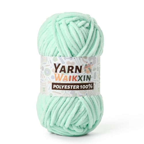 Aqua Green Soft Chenille Yarn for Crocheting, Fluffy Chunky Crochet Yarn for Baby Blanket, (3.52oz/131yds) Fuzzy Velvet Yarn for Amigurumi&DIY Puzzle、Crafts、Scarf - color: Aqua Green