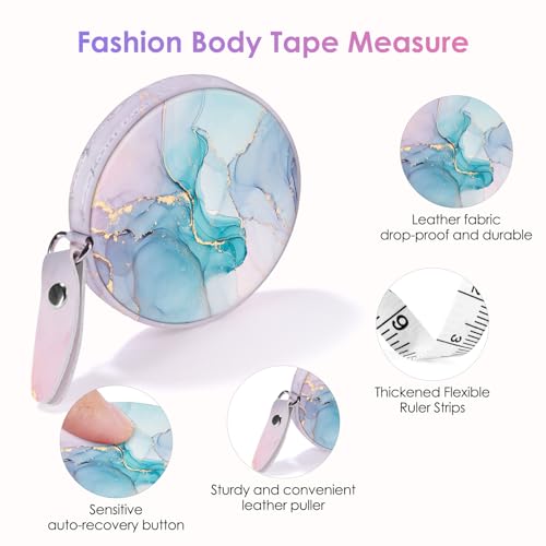 Sewing Tape Measure，Colour Printed Small Retractable Soft Measuring Tape for Tailor Cloth Fabric Body Measurements. - color: Green Marble