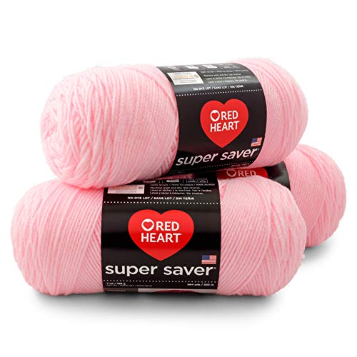 RED HEART Super Saver 3-Pack yarn, BABY PINK 3 Pack - color: Baby Pink