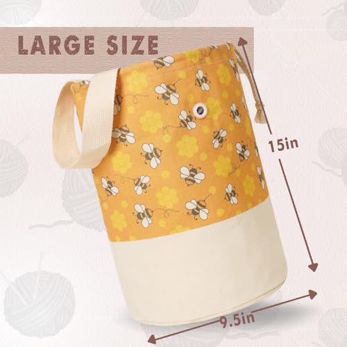 TOGETRUE Yarn Bag, Knitting Crochet Bag, Portable Yarn Storage Bags Organizer for Crocheting Project, Store Skein Ball, Short Knitting Needle (Large, Bees) - color: Bees, size: Large