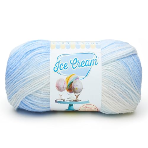 (1 Skein) Lion Brand Yarn Ice Cream Baby Yarn, Blueberry | DK Weight 100% Acrylic Knit & Crochet Fiber for Machine Washable Baby Blankets, Variegated Sweaters, Colorful Hats - color: Blueberry, size: 1 Pack