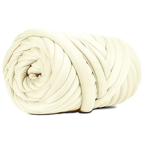 DIY Soft Polyester Bulky Yarn, Cream, 2.2 LBS, 41.5 Yards | Hand Knitting Blanket, Arm Knitting, Chunky Braided Knot Throw, Weave Craft Crochet, Pillow & Handbag - color: Cream (Polyester)