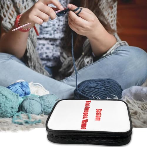 Hechitok Custom Hook Case, Organizer Zipper Bag with Web Pockets for Various Crochet Needles and Knitting Accessories Easy to Carry - color: Custom