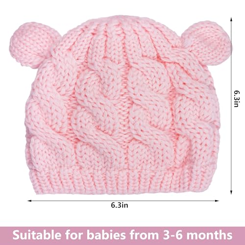 Baby Winter Hat Mittens Set Knitted Beanie Gloves for Baby Girls Boys Newborn Infant Toddler Autumn Winter - color: Pink