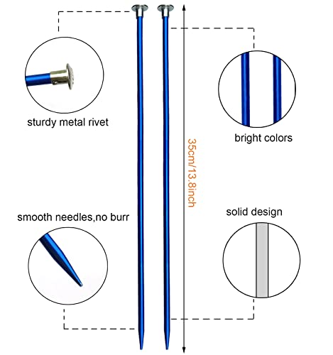 Mdoker 13.8 Inch Aluminum Knitting Needles,Colored Straight Single Pointed Metal Sweater Knitting Needle for DIY Knitting Projects,Size US 5(3.75mm) - color: Navy Blue, size: US 5(3.75mm)