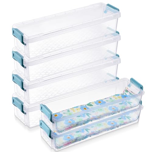 Tioncy 6 Pcs 13 x 4 x 3 in Fabric Strip Case, Blue | Jelly Cotton Fabric Patchwork Roll Storage Case Bulletin Board Border Storage Sewing Cloth Box for Cloth Strips Art Craft - color: Blue, size: 13 x 4 x 3 in