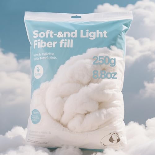 250g/8.8oz Polyfill Stuffing for Stuffed Animals,Toys, Cloud Decorations | Hypoallergenic Soft Pillow Filling Stuffing, High Resilience Fill Fiber, Machine Washable, Natural White - size: 250g/8.8oz