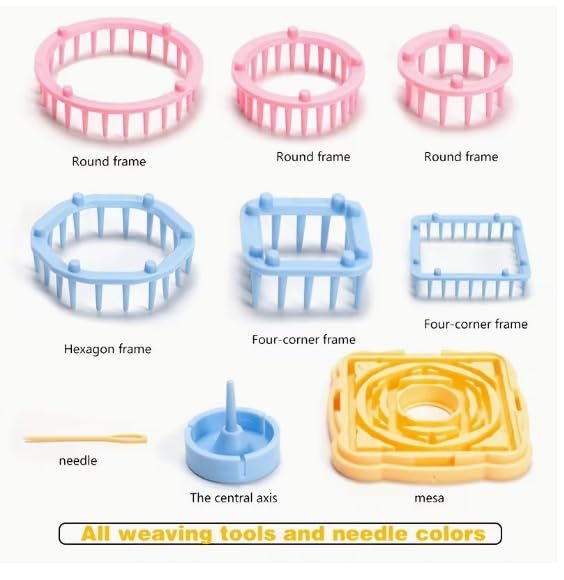 Flower Knitting Looms Kit, Frame Looms, DIY Yarn Flower Maker Weaver Tool Set, Gift for Beginners and Experts (Pink, Blue, Orange) - color: Pink, blue, orange