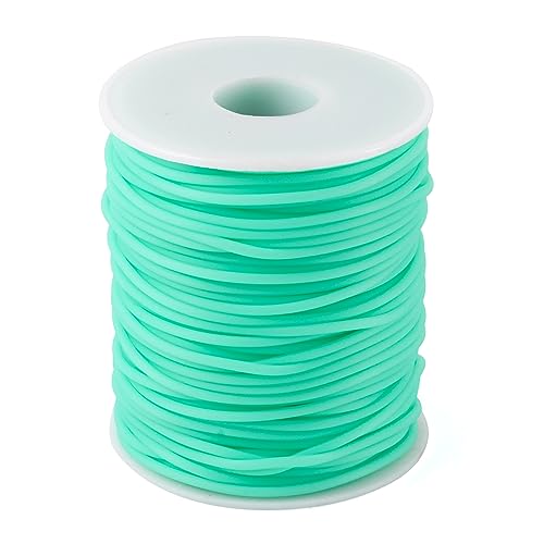 Beadthoven 2mm Hollow Pipe Rubber Tube Cords, 54.68Yards Barber Cord for Knitting Stitch Holder, Tubing Rubber Cord with Spool for Bracelet Jewelry Making DIY Crafts 1mm Hole - Aquamarine - color: Aquamarine, size: 2mm