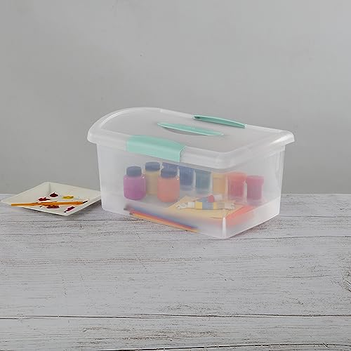 Sterilite Medium Nesting ShowOffs™, Clear Bin w/Latch Lid & Handle, 6 Pack | Heavy-Duty and Stackable Utility Box Containers for Home, Office, Cabinet, Closet, Bedroom, and Basement Organization - size: Medium, style: 6 Pack