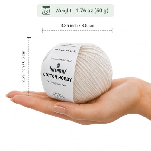 Cotton Hobby Yarn for Amigurumi Crochet & Knitting (Fuchsia) | 1.76 oz (50g) / 180 yds, 60% Cotton 40% Acrylic Blend Yarn, Soft Lightweight Baby Yarn, Punch Needle Projects - color: Fuchsia, size: 1 BALL
