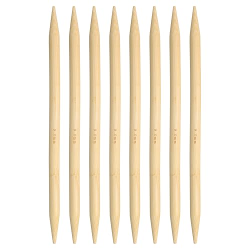 HARFINGTON 8Pcs Bamboo Knitting Needles Double Pointed Size US 13(9mm) 7.9 Inch(20cm) Straight for Handmade Creative DIY Knitting Craft Yarn Projects - size: US 13(9mm)