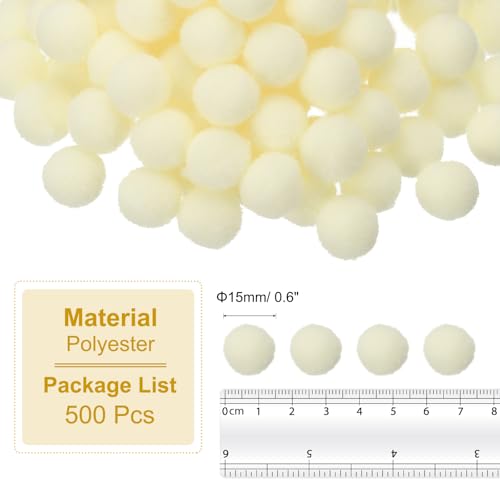 PATIKIL 0.6inch Pom Poms for Crafts, 500pcs Small Pompoms for Crafts Mini Puff Balls Bulk High Elasticity Fuzzy Balls for Hats Christmas Art DIY, Beige - color: Beige, size: 0.6inch