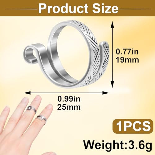 Isslly 1PCS Finger Crochet Tension Rings, Adjustable Metal Knitting Crochet Loop Ring, Open Yarn Guide Ring Thimble Finger Holders Accessories for Knitting, Crocheting - Silver