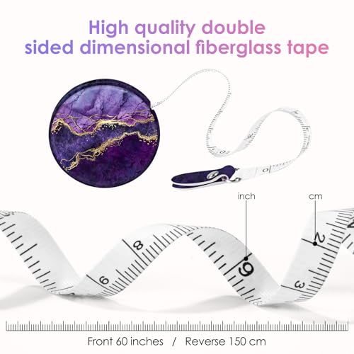 Two-Piece Sewing Tape Measure，Colour Printed Small Retractable Soft Measuring Tape for Tailor Cloth Fabric Body Measurements. - color: Marble Three