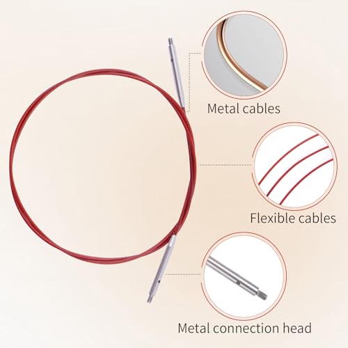 WAZAIGUR Interchangeable Circular Knitting Needles Cable 24inch/60cm | Durable, Smooth, Fit Interchangeable knitting needles, Polished Metal Connector Head, Metallic Cable - size: 24inch/60cm