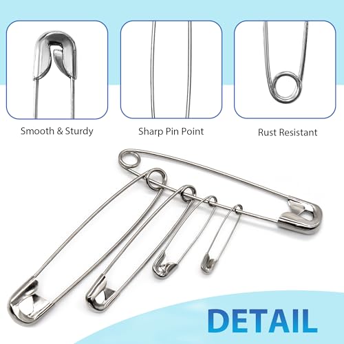 Oiojuct 200 PCS Large Safety Pins - 2.1 Inch Heavy Duty Sewing Pins for Clothing, Strong Nickel Plated Steel - size: 2.1inch