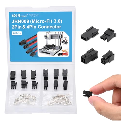 JRready Molex Micro-Fit 3.0 Connector Kit 2Pin 4Pin Dual Row 43020 Series Connector Housing Receptacle Plug 3.0mm Pitch with Crimp Terminals 20-24AWG 6 Complete Set ACTCRH6A13 - color: 6Pairs 2/4 Pin Standard Micro Fit 3.0