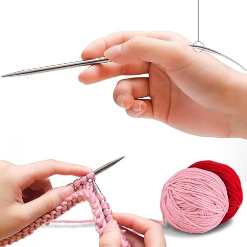 Stainless Steel Circular Knitting Needles Size 8 (5mm) 24inch Length | Stainless Steel Circular Knitting Needles 24inch Length Circular Needle for Handmade Projects DIY Knitting Size 8 (5mm) - size: US 8(5mm) 60mm