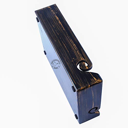 Solid Handmade Crafted Wooden Portable Antique Yarn Storage Bowl Tray - Holder for Knitting Crochet Hook Accessories - Multipurpose Organiser (Black Gold, 12" x 8" x 2.5") - color: Black Gold