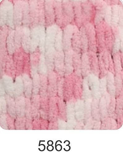 Alize Puffy Color Baby Blanket Yarn Lot of 4skn 400gr 39.3 yds 100% Micropolyester Soft Yarn Hand Knitting Yarn (5863) - color: 5863
