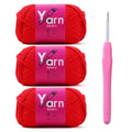 Crochet Yarn 150g/163.5yds Cotton Yarn for Crocheting - Crochet Knitting Yarn for Beginners with Easy-to-See Stitches - Yarn for Crocheting - Parfait Chunky Yarn -Cotton-Nylon Blend (Crimson) - color: Crimson