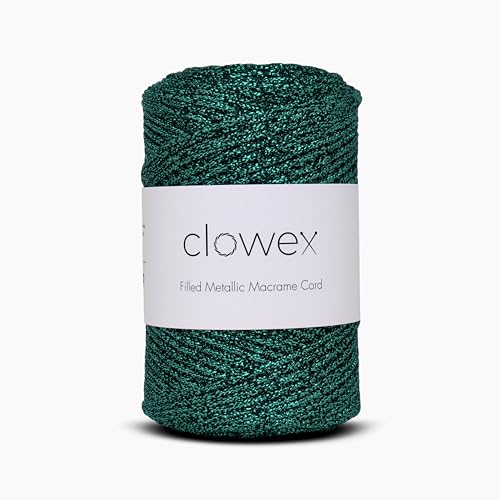 Sparkle Glitter Braided Macrame Cord 2.5mm x 820 ft, Metallic Lurex Shiny Crochet Yarn 273 yds for Bag, Purse, Runner, placemat (1, Green) - color: Green