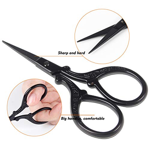 3.6inch Small Embroidery Scissors Sewing Crochet Cross Stitch | Knitting Scissors Sharp Craft Scissor with Leather Scissor Cover for Needlework Manual Sewing Handicrafts Tool - color: Black