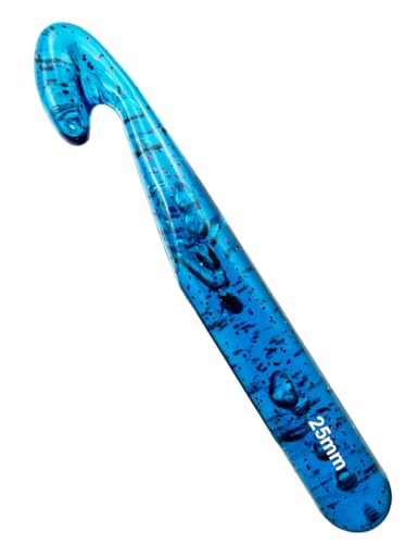 Weabetfu 25mm Large Crochet Hook,Huge Crochet Hooks for Chunky Yarn,Ergonomic Knitting Giant Crochet Hooks,Big Crochet Needles for Knitting Yarn Carpet Scarf Wool Roving - color: Blue, size: 25mm