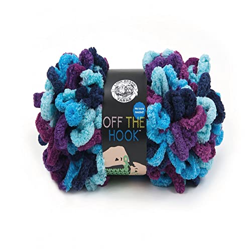 (1 Skein) Lion Brand Yarn Off the Hook Bulky No Needle Yarn, Hypnotic | Jumbo Finger Knitting & Crochet Craft Fiber for Beginners, Kids, Classrooms, Create Blankets, Pillows, Stuffed Animals - color: Hypnotic, size: 1 Pack