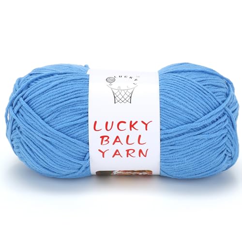 LUCKY BALL Milk Cotton Yarn, 100g / 240 yd 60% Cotton 40% Acrylic #2 Fine Sport Yarn, Soft Crochet & Knitting Yarn for Amigurumi Dolls, Baby Items, Flowers, Hats, Sweaters, Blankets(Light Blue) - color: 04-MC01