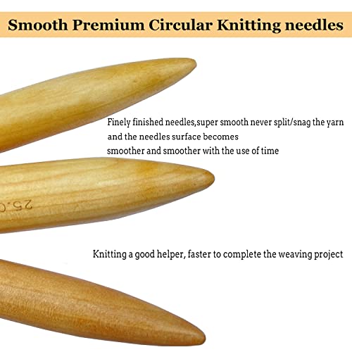 Mdoker Wooden Circular Knitting Needles 40-inch Length Jumbo Cicular Knitting Needle for Giant Chunky Yarn Carpet Scarf Bulky Wool Roving Weaving,US Size 36(20mm) - size: US 36 (20mm), 40 Inches