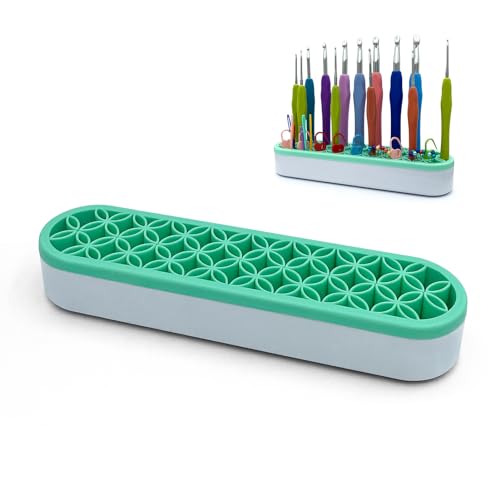 Silicone Crochet Hooks Holder, Crochet Stuff Organizer | Desktop Storage Case, Brushes & Pens Holder for Desk